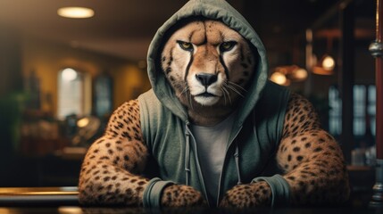 Cheetah  who runs his own fitness club in his territory