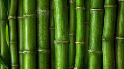  a close up of a bamboo plant with lots of green stalks in the foreground and the top part of the plant in the background. - obrazy, fototapety, plakaty