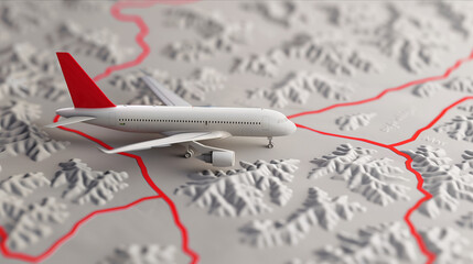 Airplane route plan, planning travel routes.