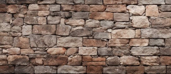 Stone brick wall pattern texture background surface concrete Crushed stones and bricks Aged scratches and blemishes close up image High resolution photograph - obrazy, fototapety, plakaty