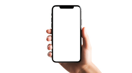 hand holding smart phone isolated on transparent background Remove png, Clipping Path, pen tool