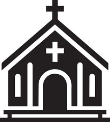 Church icon vector illustration: A simple, elegant icon representing a church, with clean lines and a modern aesthetic.