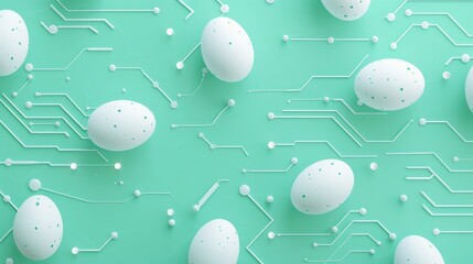 Easter eggs on the light turquoise and white circuitry