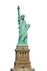 The Statue of Liberty isolated on free PNG Background - New york cityscape river side which location is lower manhattan. Architecture and building with tourist concept. - obrazy, fototapety, plakaty