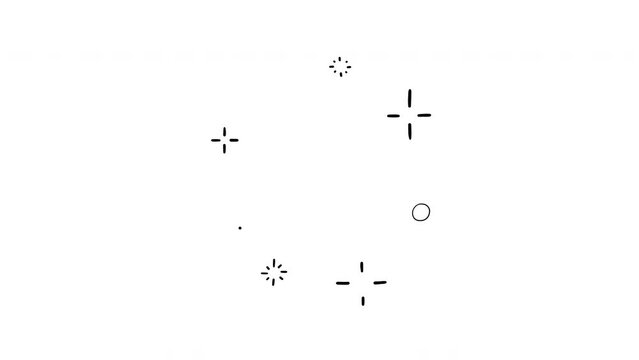 Sparkling accent bursts, hand drawn loopable doodle animation on a white background 