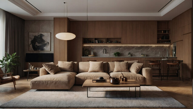 Cozy, contemporary apartment with earth-tone simplicity.