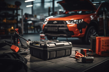 Car mechanic working in auto repair service. Car mechanic in uniform.