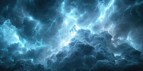 background with stormy clouds and thunder lightning - obrazy, fototapety, plakaty