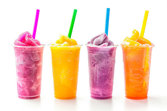 Colorful summer slushies isolated on white background