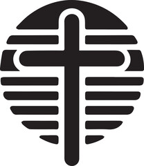 Cross depicted in a simple black and white logo, a Monochrome logo featuring a cross design.