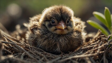 Naklejka na ściany i meble baby chicken in nest