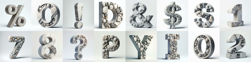 3D Lettering That Blends Concrete With Raw stones. AI generated illustration