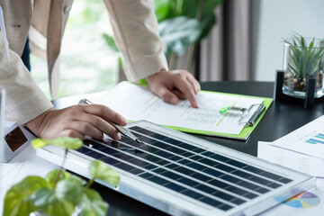 Business meeting for sustainable energy startup.