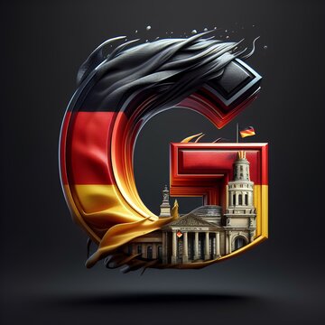 3D "G" embodies Germany iconic black, red, and gold flag colors are dynamically sculpted into the letterform, creating a sense of movement and national pride