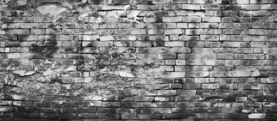 Detailed texture of old black and white brick wall