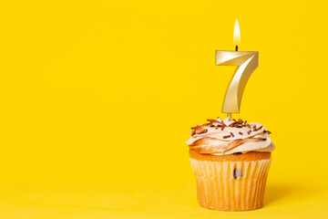 Birthday Cake With Candle Number 7