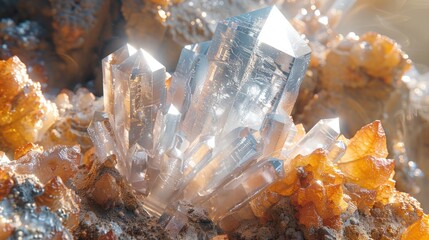a cluster of crystals sitting on top of a piece of rock next to a pile of dirt and dirt on top of a pile of rocks.