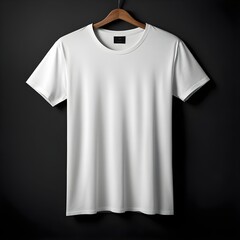 blank white t-shirt hanger isolated on black background. For mockup use