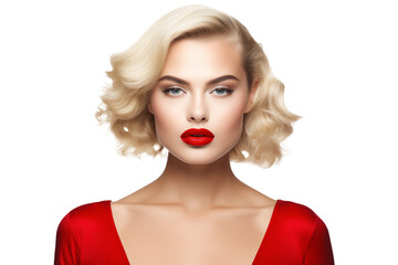 PNG, girl with red lips, isolated on white background