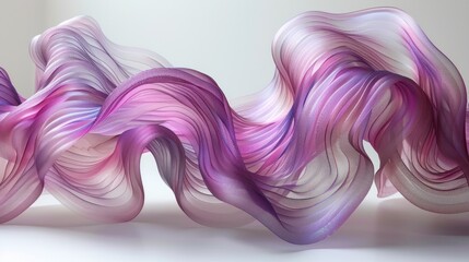 a computer generated image of a wave of pink and purple hair on a white background with a white wall in the background.