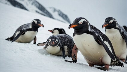 two penguins on the snow