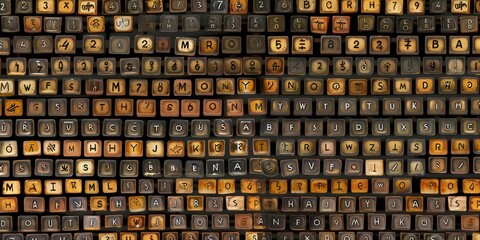 A close up of a keyboard with many keys, some of which are missing - obrazy, fototapety, plakaty