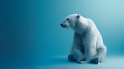white bear on a blue background