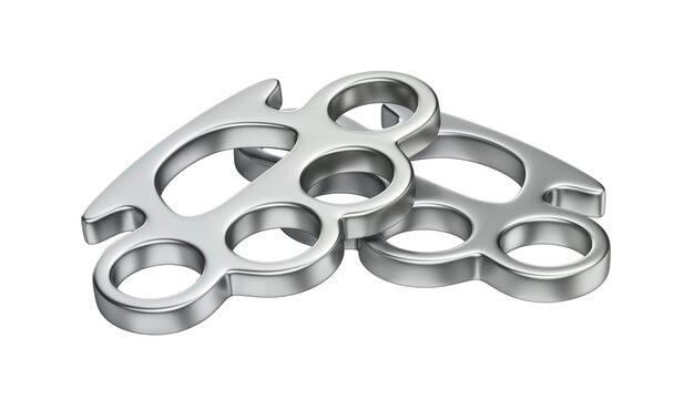 Pair of brass knuckles on transparent background