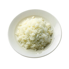 Rice in a plate on a transparent background. Isolated.