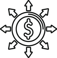 Money finance support icon outline vector. Help profit team. Sponsor charity