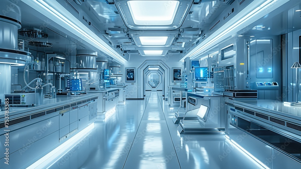 Aufkleber high-tech laboratory, large laboratory space. generative ai.