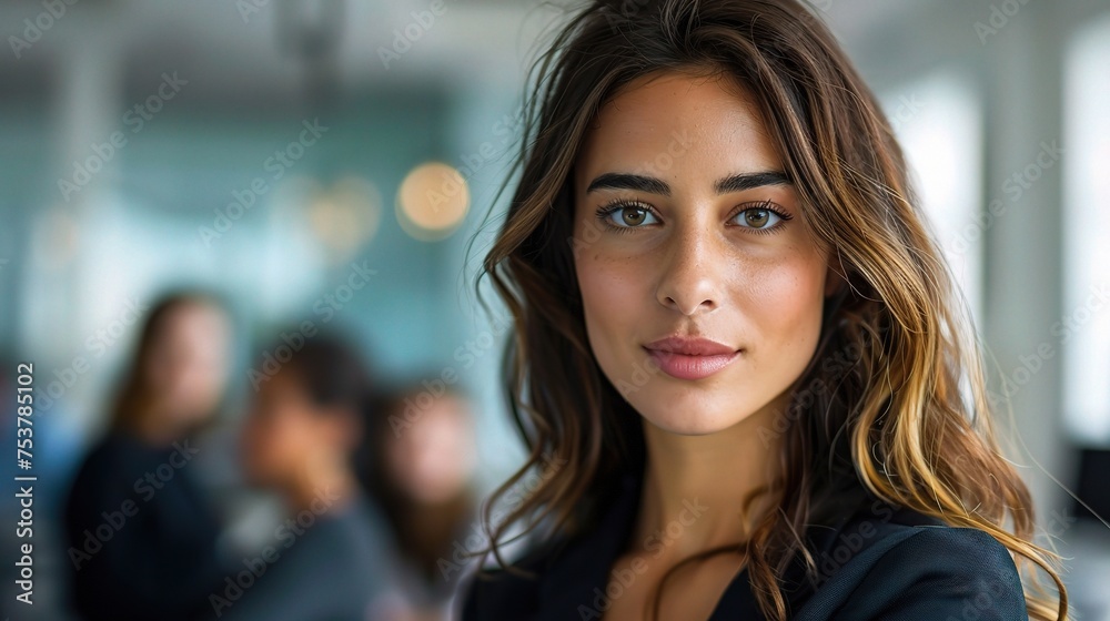 Canvas Prints Portrait of a confident young businesswoman in in the office boardroom with her colleagues in the background