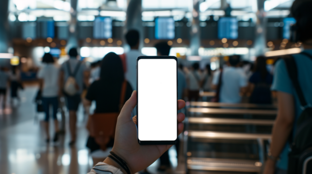 a curious tourist stands clutching a smartphone with a blank, white screen in a foreign city 