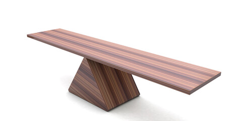 Dark Wooden Seesaw 3d illustration isolated on transparent background. balancing on seesaw 3d render. 3d illustration	