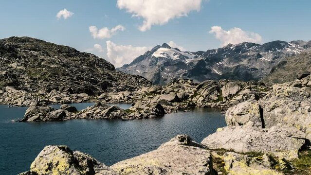Timelapse of Lago Azzurro of Montespluga - Piz Ferr&egrave; in the background