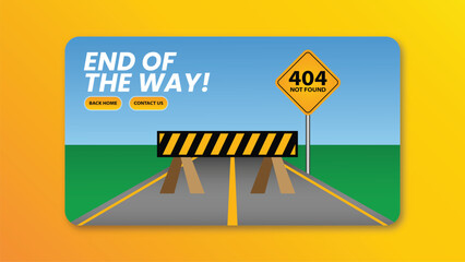 Site 404 error not found with dead road concept