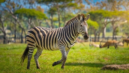 Fototapeta na wymiar Wild Elegance: Zebra Amidst Greenery
