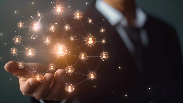 Business or owner man, network structure HR Human resources. Business leadership concept. Management and recruitment. Social network. Different person, business, leader