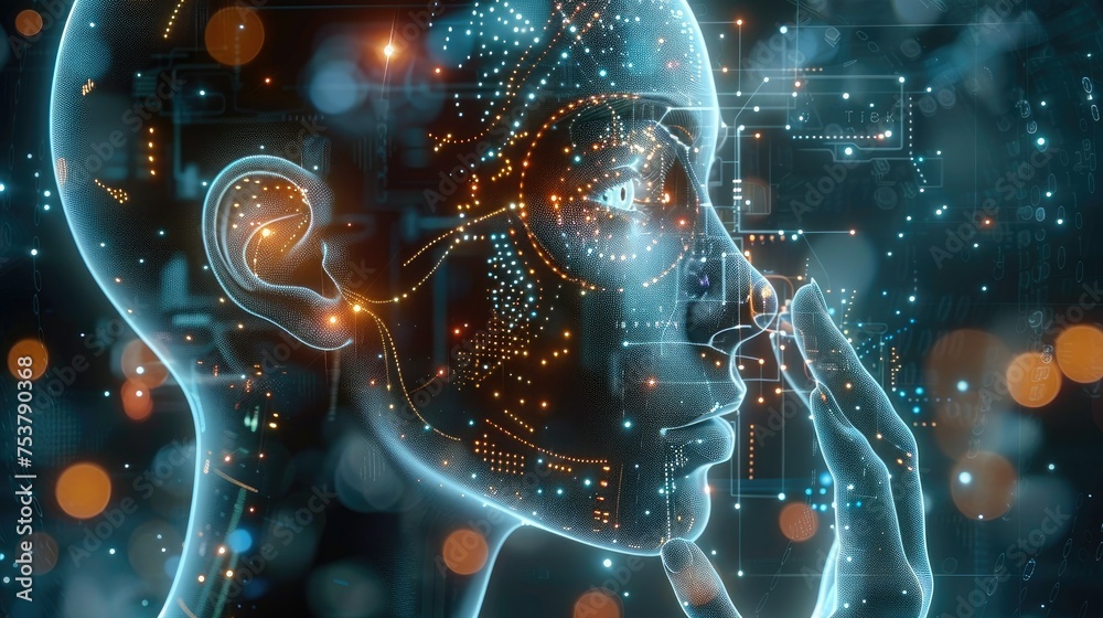 Poster marketing concept with artificial intelligence design, new market research paradigms design business