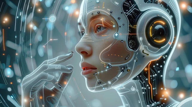 Marketing concept with artificial intelligence design, new market research paradigms design business development system with AI design. Modern digital. Generative AI.