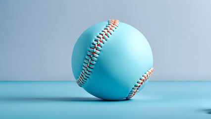 Perfect for Sports Enthusiasts, this Detailed 3D Illustration Showcases a Blue Baseball Ball Against a Clean Backdrop