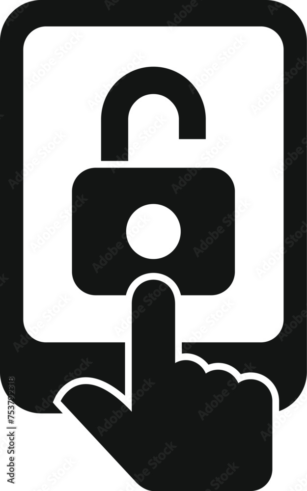 Poster unlock device registration icon simple vector. code device data. editable online