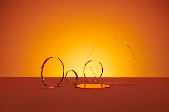 beautiful light geometric composition with glass figures