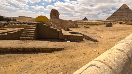 Egypt Pyramids and Sphinx. Monument, Great Sphinx of Giza, Egypt, March 2023