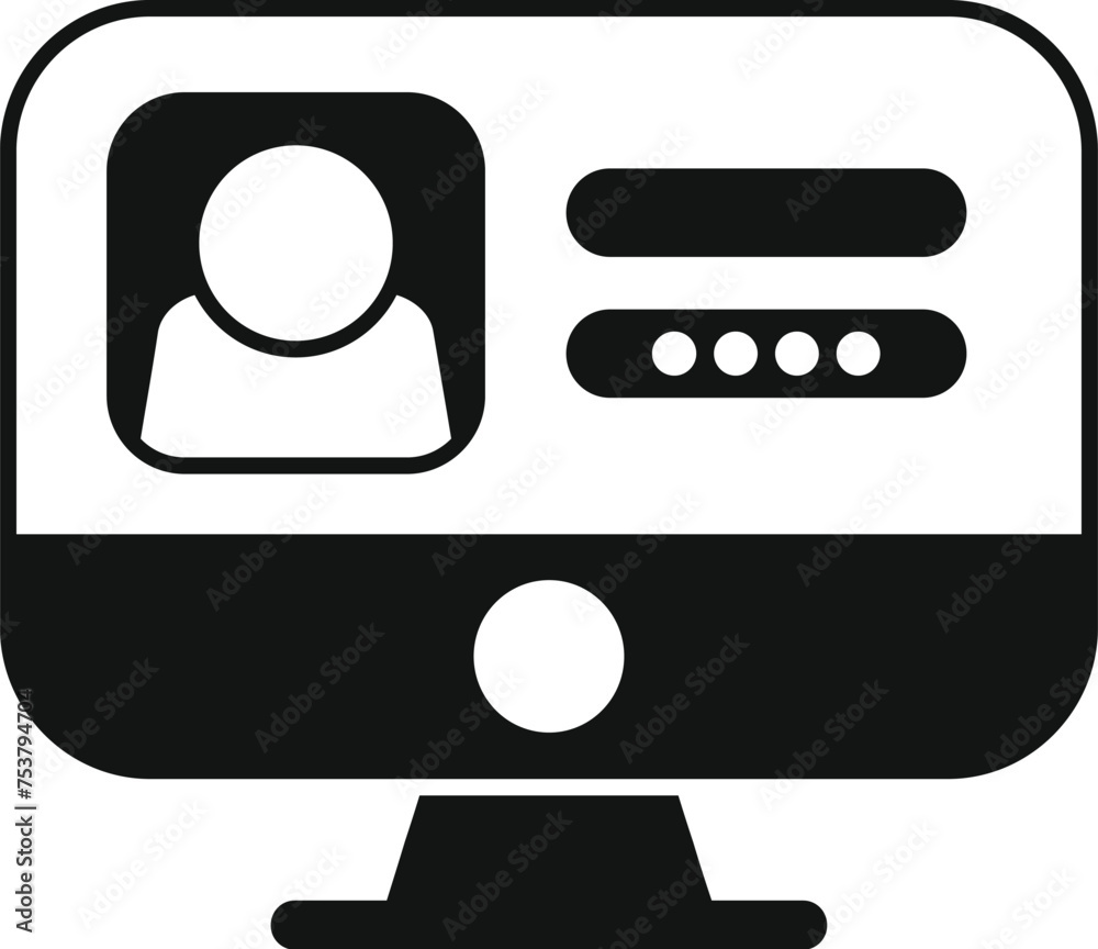 Poster new device login icon simple vector. data number form. computer factor vote