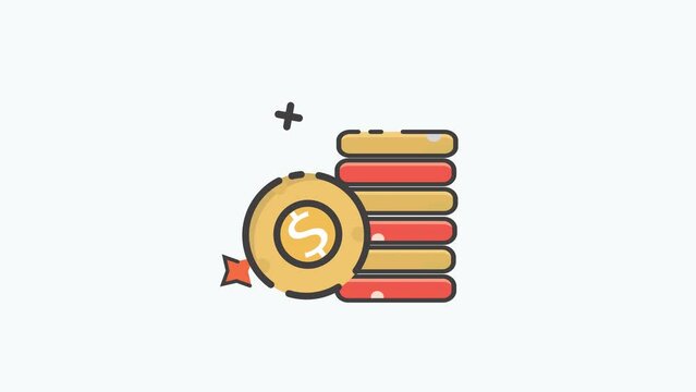 Animated a Stack of coins suitable for financial growth concept in presentations, websites, social media, and financerelated designs.