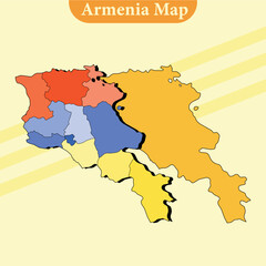 Vector Armenia map vector with regions and cities lines and full every region
