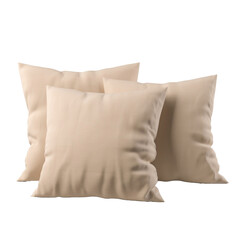 Three isolated pillows isolated on transparent background