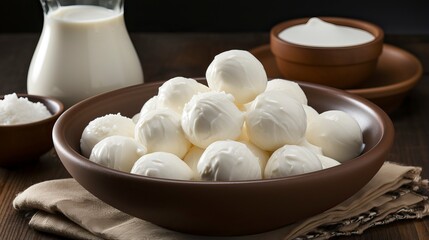 Fototapeta na wymiar Close up on appetizing tangyuan bowl. Food Illustration