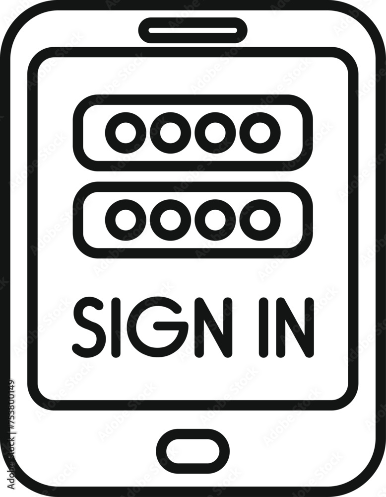 Poster sign in tablet device icon outline vector. new member online. code device data